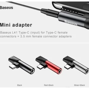 مبدل USB-C به AUX/USB-C باسئوس مدل l41
