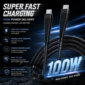 کابل تبدیل USB-C باسئوس مدل PowerFlex-H6 طول 1 متر