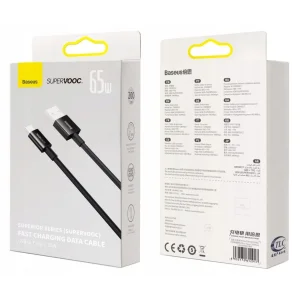 کابل تبدیل USB به USB-C باسئوس مدل Superior Series 65W طول 2 متر