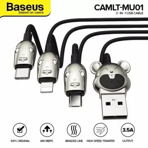 کابل تبدیل USB به USB-C / microUSB / لایتنینگ باسئوس مدل CAMLT-MU01 طول 1.2 متر