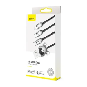 کابل تبدیل USB به USB-C / microUSB / لایتنینگ باسئوس مدل CAMLT-MU01 طول 1.2 متر