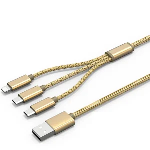 کابل تبدیل USB به MicroUSB و لایتنینگ الدینیو مدل LC85 3 In 1 به طول 1.2 متر