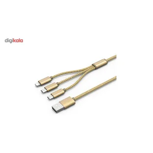 کابل تبدیل USB به MicroUSB و لایتنینگ الدینیو مدل LC85 3 In 1 به طول 1.2 متر