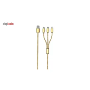 کابل تبدیل USB به MicroUSB و لایتنینگ الدینیو مدل LC85 3 In 1 به طول 1.2 متر