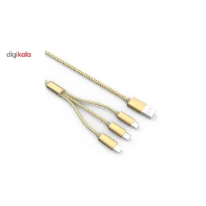 کابل تبدیل USB به MicroUSB و لایتنینگ الدینیو مدل LC85 3 In 1 به طول 1.2 متر