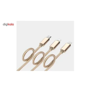 کابل تبدیل USB به MicroUSB و لایتنینگ الدینیو مدل LC85 3 In 1 به طول 1.2 متر
