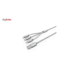 کابل تبدیل USB به MicroUSB و لایتنینگ الدینیو مدل LC85 3 In 1 به طول 1.2 متر