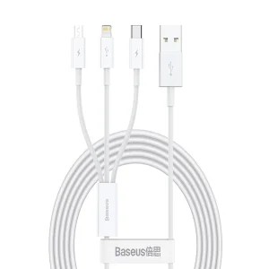 کابل تبدیل USB به microUSB / لایتنینگ / USB-C باسئوس مدل CAMLTYS-02 طول 1.5 متر