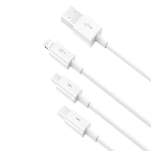 کابل تبدیل USB به microUSB / لایتنینگ / USB-C باسئوس مدل CAMLTYS-02 طول 1.5 متر