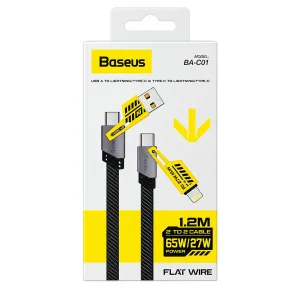 کابل تبدیل USB به لایتنینگ/USB-C بیسوس مدل 65w/27w طول 1.2 متر
