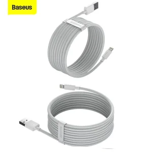 کابل تبدیل USB به لایتنینگ باسئوس مدل Wisdom طول 1.5 متر مجموعه 2 عددی