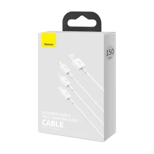 کابل تبدیل USB به microUSB/USB-C /لایتنینگ باسئوس مدل CAMLTYS_02 طول 1.5 متر