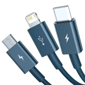کابل تبدیل USB به microUSB/USB-C /لایتنینگ باسئوس مدل CAMLTYS_02 طول 1.5 متر