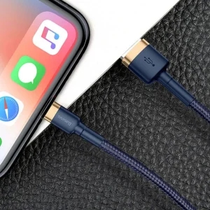 کابل تبدیل USB به لایتنینگ باسئوس مدل Calklf Blue Gold 2.4A طول 1 متر