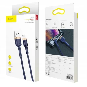 کابل تبدیل USB به لایتنینگ باسئوس مدل Calklf Blue Gold 2.4A طول 1 متر
