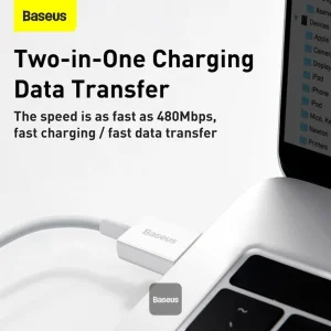 کابل تبدیل USB به USB-C باسئوس مدل Superior Series CATYS-A 6A 66W طول 2 متر