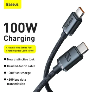 کابل USB-C باسئوس مدل Crystal Shine-100W طول 2 متر