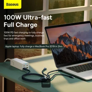 کابل تبدیل USB/USB-C به USB-C / microUSB / لایتنینگ بیسوس مدل Flash Series II CB000003 100W طول 1.2 متر