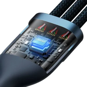 کابل تبدیل USB/USB-C به USB-C / microUSB / لایتنینگ بیسوس مدل Flash Series II CB000003 100W طول 1.2 متر