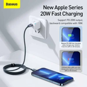 کابل USB-C به لایتنینگ باسئوس مدل Crystal Shine New Pack طول 1.2 متر