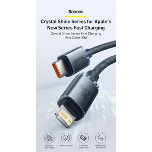 کابل USB-C به لایتنینگ باسئوس مدل Crystal Shine New Pack طول 1.2 متر