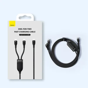 کابل تبدیل 1 به 2 USB-C باسئوس مدل CB00035 طول 1.5 متر