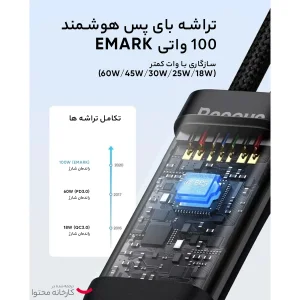کابل تبدیل 1 به 2 USB-C باسئوس مدل CB00035 طول 1.5 متر