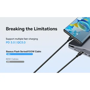 کابل تبدیل 1 به 2 USB-C باسئوس مدل CB00035 طول 1.5 متر