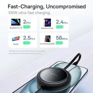 کابل USB-C  بیسوس مدل Free2Draw Mini Retractable 100W طول 1 متر