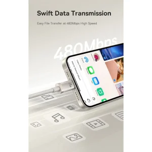 کابل تبدیل USB-C به لایتنینگ بیسوس مدل Titanium Series 20W طول 2 متر