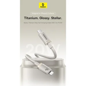 کابل تبدیل USB-C به لایتنینگ بیسوس مدل Titanium Series 20W طول 2 متر