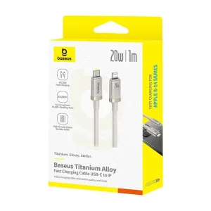 کابل تبدیل USB-C به لایتنینگ بیسوس مدل Titanium Series 20W طول 2 متر