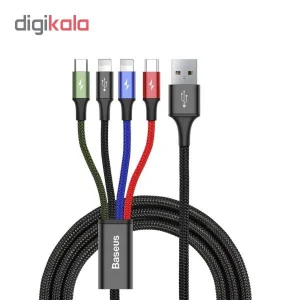 کابل تبدیل USB به لایتنینگ و MicroUSB و USB-C باسئوس مدل 4in1 به طول 120 سانتی متر