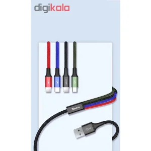 کابل تبدیل USB به لایتنینگ و MicroUSB و USB-C باسئوس مدل 4in1 به طول 120 سانتی متر