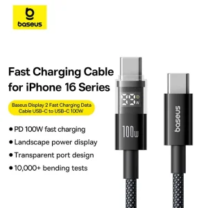 کابل تبدیل USB-C بیسوس مدل Display 2 Fast Charging طول 2 متر