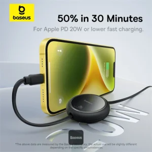 کابل تبدیل USB-C به لایتنینگ بیسوس مدل Free2Pull 20W طول 1 متر