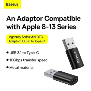 مبدل USB 3.1 به USB-C بیسوس مدل 10Gbps-OTG