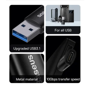 مبدل USB 3.1 به USB-C بیسوس مدل 10Gbps-OTG
