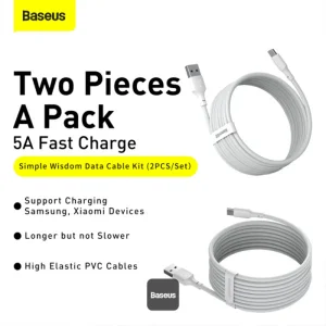کابل تبدیل USB به USB-C باسئوس مدل Wisdom Data Cable 40W طول 1.5 متر بسته 2 عددی