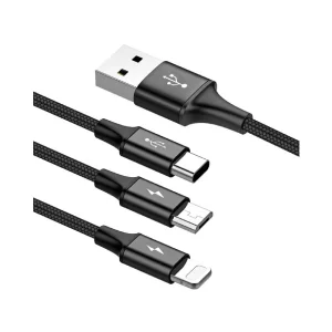 کابل تبدیل USB به لایتنینگ/USB-C/microUSB باسئوس مدل Star Speed طول 1.2 متر
