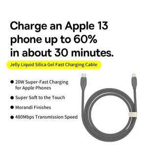 کابل تبدیل لایتنینگ به USB-C باسئوس مدل Jelly Liquid Silica Gel طول 2 متر