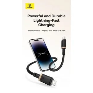 کابل تبدیل USB-C به لایتنینگ بیسوس مدل Dura Series 20W طول 2 متر