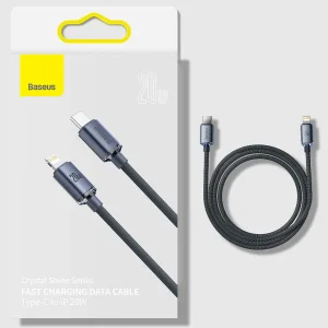 کابل تبدیل USB-C به لایتنینگ باسئوس مدل Crystal Shine Series طول 1.2 متر