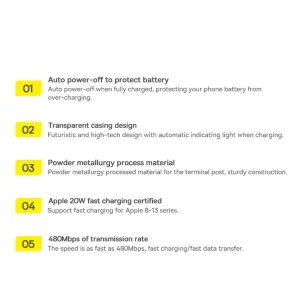 کابل USB-C به لایتنینگ باسئوس مدل CATS000001  طول 1 متر