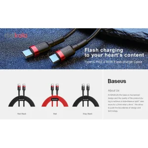 کابل USB-C باسئوس مدل Cafule PD2.0 طول 1 متر