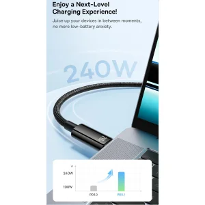 کابل تبدیل USB-C باسئوس مدل (TUNGSTEN GOLD (240W طول 3 متر