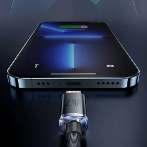 کابل تبدیل USB به لایتنینگ باسئوس مدل Crystal Shine طول 1.2 متر