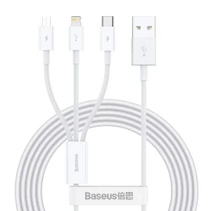 کابل تبدیل USB به لایتنینگ / USB -C / Micro USB باسئوس مدل U-CLM طول 1.2 متر