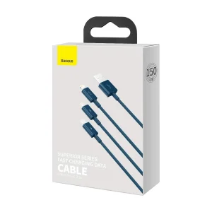 کابل تبدیل USB به لایتنینگ / USB -C / Micro USB باسئوس مدل U-CLM طول 1.2 متر