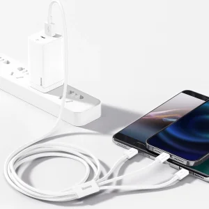 کابل تبدیل USB به لایتنینگ / USB -C / Micro USB باسئوس مدل U-CLM طول 1.2 متر